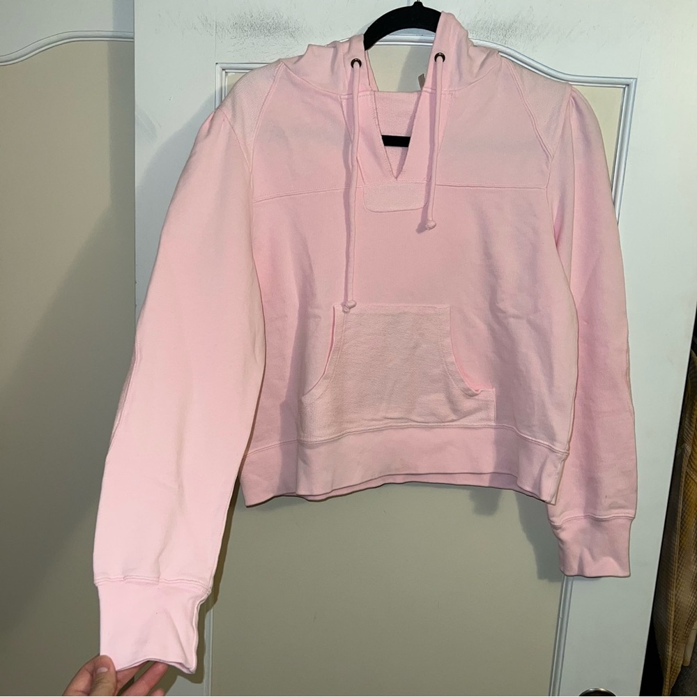 NWT LoveShackFancy Kirby Pink Opal Hoodie with Contrast Elbow Details - Picture 2 of 12
